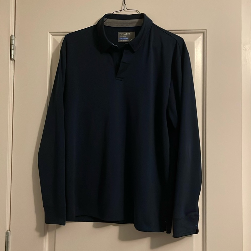 Twillory Long Sleeve Polo Shirt Men's 2XL Navy Athletic Athleisure Athlounger